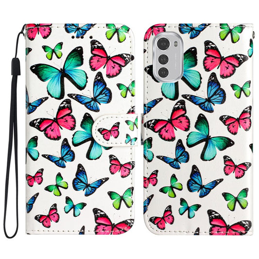 Wallet Phone Case for Motorola Moto E32 4G PU Leather Folio Flip Cover Pattern Printing Phone Case - Color Butterfly