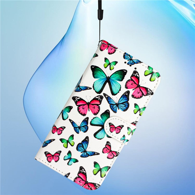 Wallet Phone Case for Motorola Moto E32 4G PU Leather Folio Flip Cover Pattern Printing Phone Case - Color Butterfly
