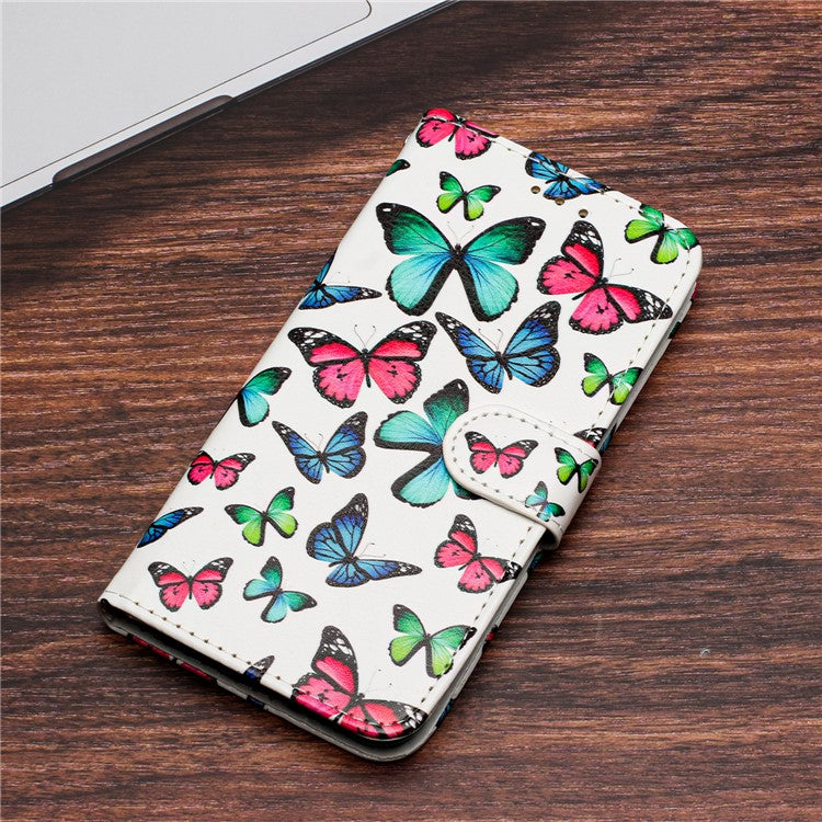 Wallet Phone Case for Motorola Moto E32 4G PU Leather Folio Flip Cover Pattern Printing Phone Case - Color Butterfly