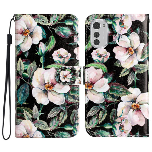 Wallet Phone Case for Motorola Moto E32 4G PU Leather Folio Flip Cover Pattern Printing Phone Case - Magnolia