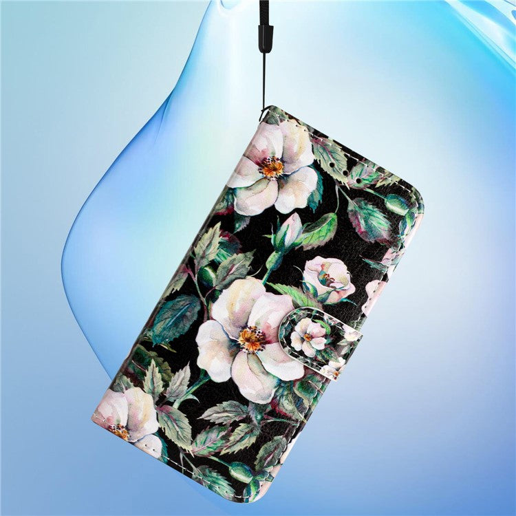 Wallet Phone Case for Motorola Moto E32 4G PU Leather Folio Flip Cover Pattern Printing Phone Case - Magnolia
