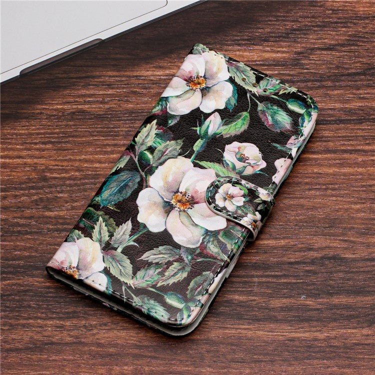 Wallet Phone Case for Motorola Moto E32 4G PU Leather Folio Flip Cover Pattern Printing Phone Case - Magnolia