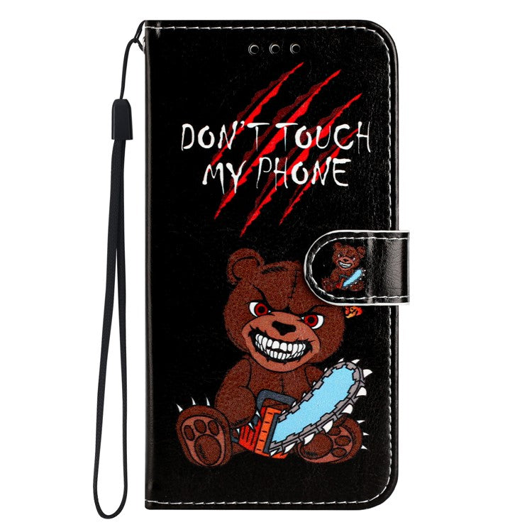 Wallet Phone Case for Motorola Moto E32 4G PU Leather Folio Flip Cover Pattern Printing Phone Case - Don't Touch My Phone