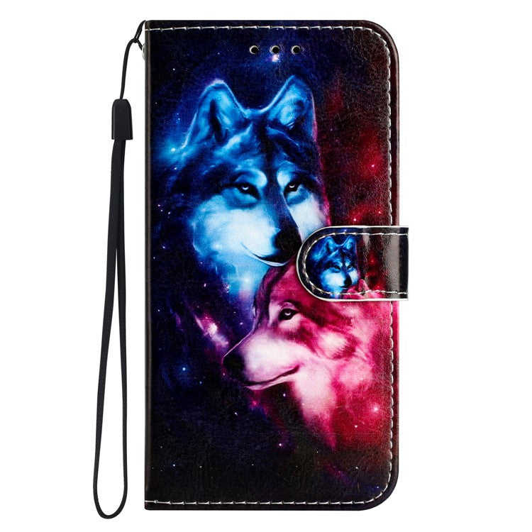Wallet Phone Case for Motorola Moto E32 4G PU Leather Folio Flip Cover Pattern Printing Phone Case - Wolves