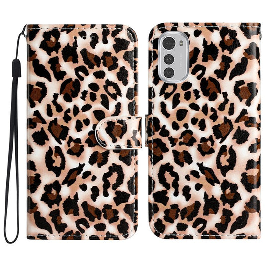 Wallet Phone Case for Motorola Moto E32 4G PU Leather Folio Flip Cover Pattern Printing Phone Case - Leopard Print