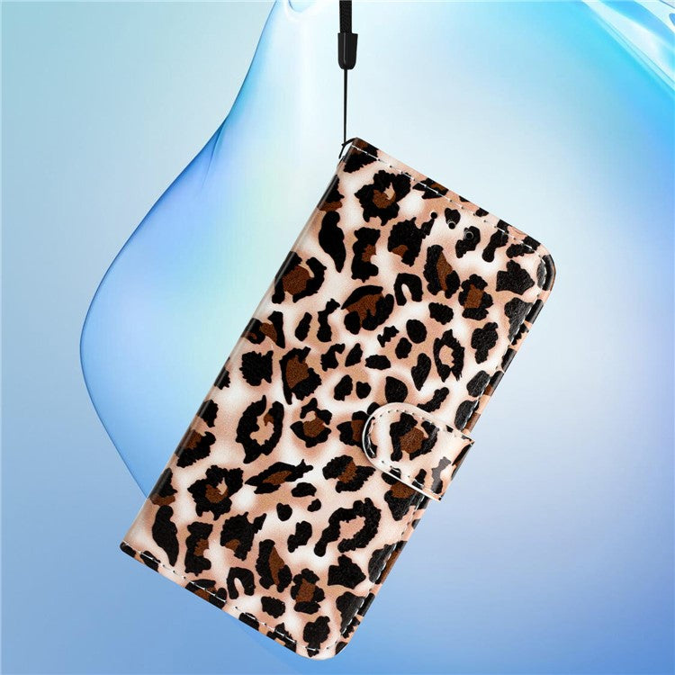 Wallet Phone Case for Motorola Moto E32 4G PU Leather Folio Flip Cover Pattern Printing Phone Case - Leopard Print