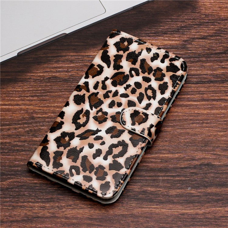 Wallet Phone Case for Motorola Moto E32 4G PU Leather Folio Flip Cover Pattern Printing Phone Case - Leopard Print