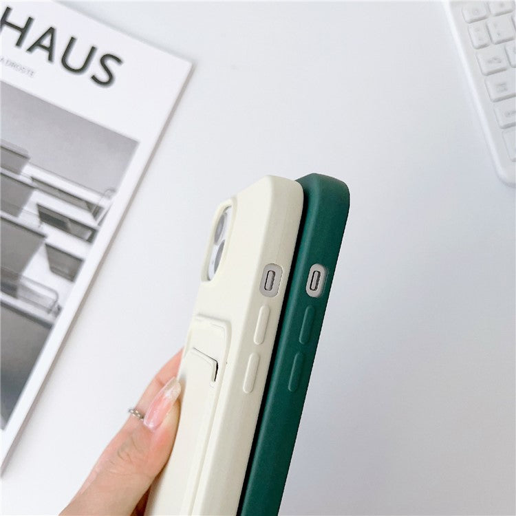 Protective Case for iPhone 14 Case Anti-Fall Liquid Silicone Phone Cover with Card Slot, Strap - Grey