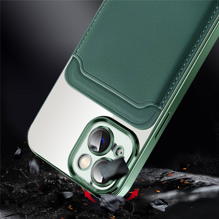 For iPhone 14 Anti-Drop Magnetic Back Cover TPU + PC Phone Case with Card Bag - Sapphire