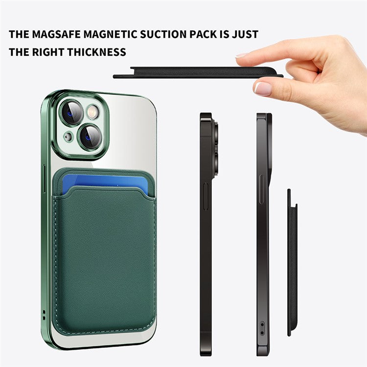 For iPhone 14 Anti-Drop Magnetic Back Cover TPU + PC Phone Case with Card Bag - Sapphire