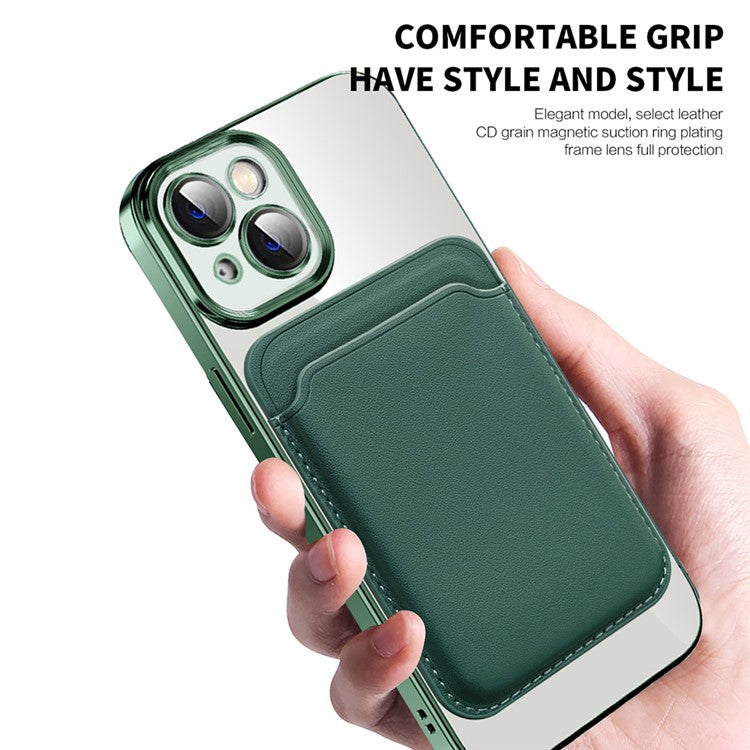 For iPhone 14 Anti-Drop Magnetic Back Cover TPU + PC Phone Case with Card Bag - Sapphire