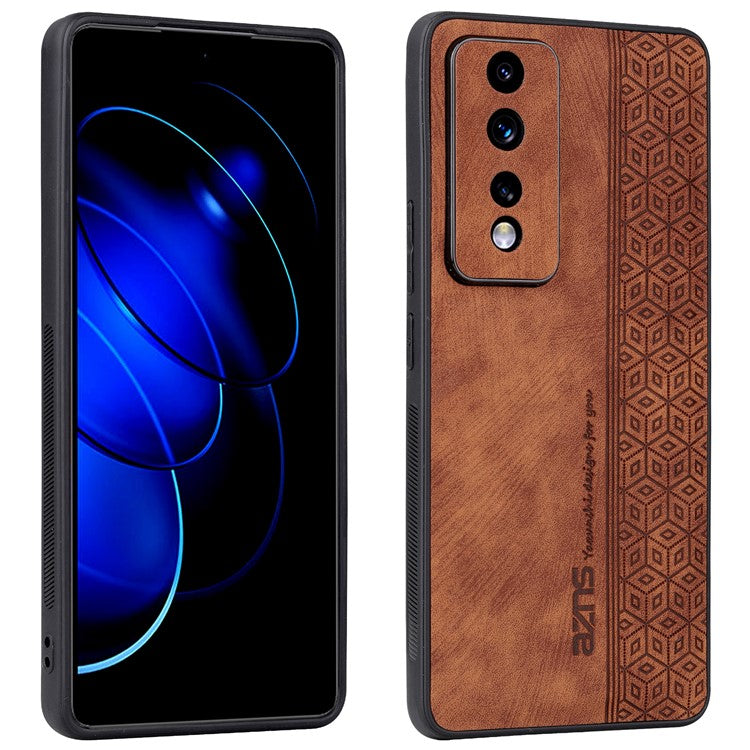 AZNS For Honor 80 GT 5G Imprinted Cell Phone Case PU Leather Coated TPU Back Cover - Brown