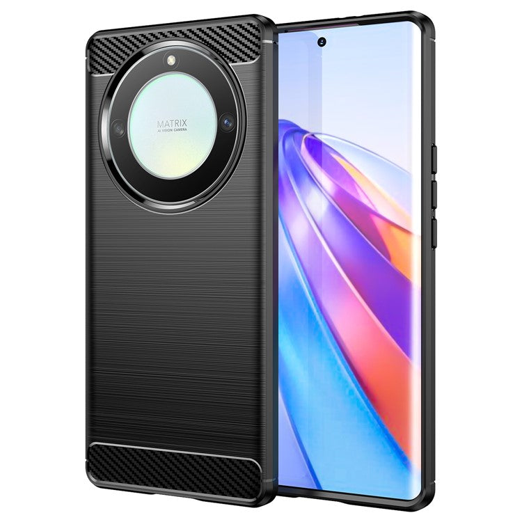 For Honor X9a 5G / X40 5G / Magic5 Lite 5G Carbon Fiber Texture Phone TPU Case Brushed Phone Cover - Black