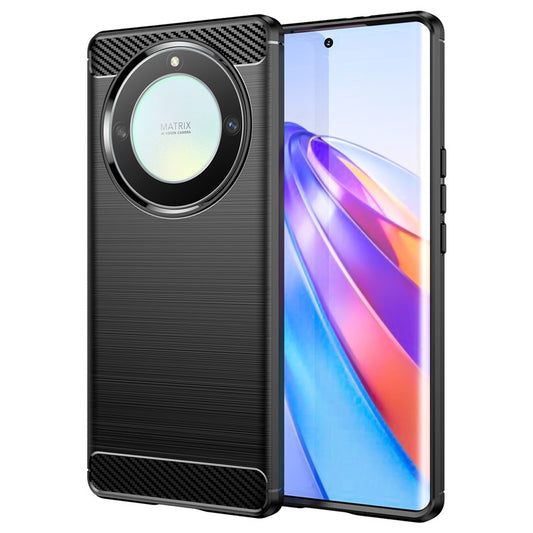 For Honor X9a 5G / X40 5G / Magic5 Lite 5G Carbon Fiber Texture Phone TPU Case Brushed Phone Cover - Black