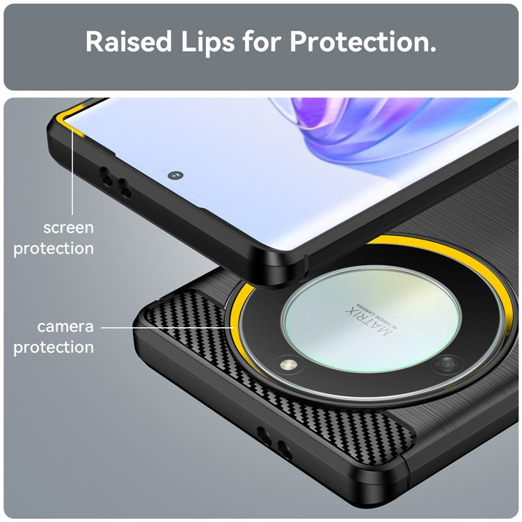 For Honor X9a 5G / X40 5G / Magic5 Lite 5G Carbon Fiber Texture Phone TPU Case Brushed Phone Cover - Black