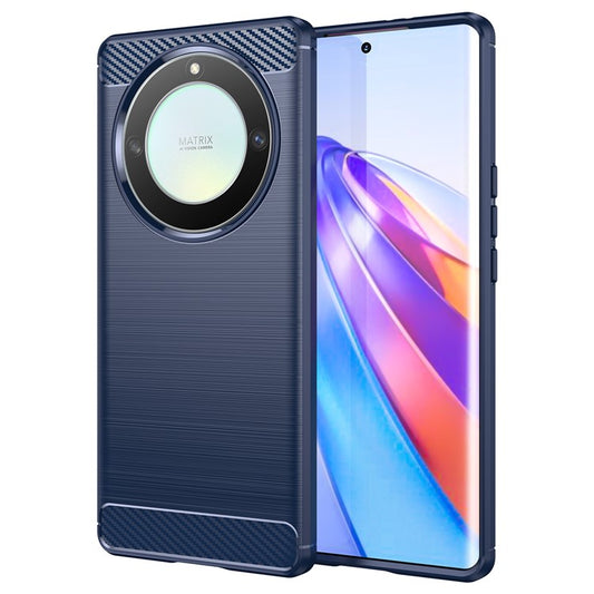 For Honor X9a 5G / X40 5G / Magic5 Lite 5G Carbon Fiber Texture Phone TPU Case Brushed Phone Cover - Blue