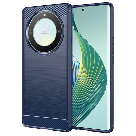 For Honor Magic5 Lite 5G / X40 5G / X9a 5G Phone Case, Carbon Fiber Texture Brushed TPU Protective Cover - Blue