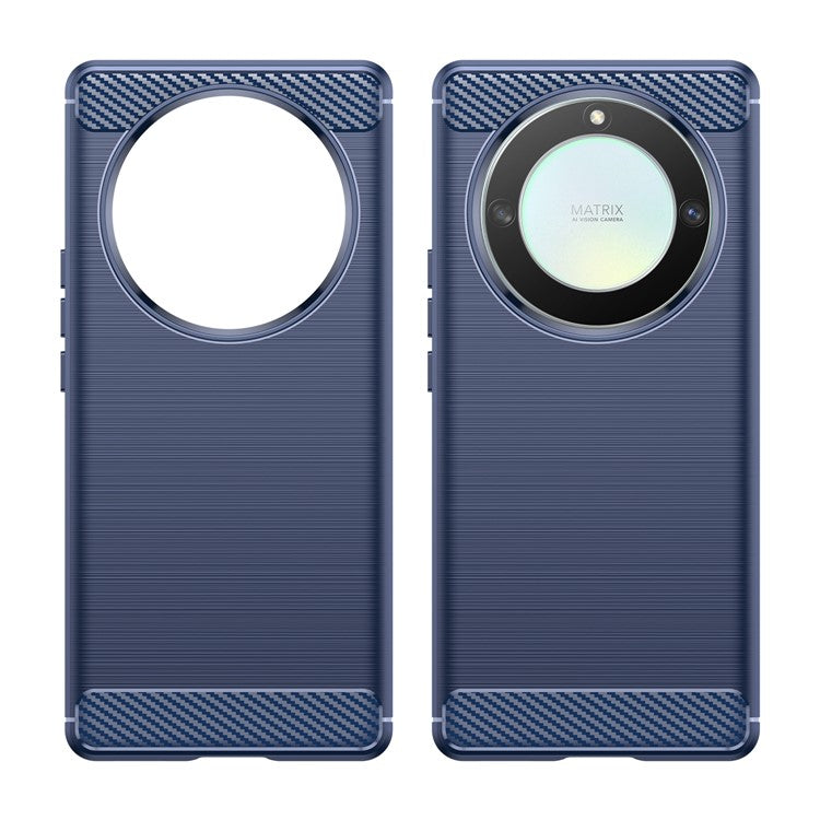 For Honor Magic5 Lite 5G / X40 5G / X9a 5G Phone Case, Carbon Fiber Texture Brushed TPU Protective Cover - Blue