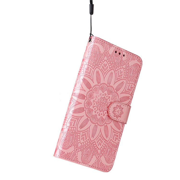 For Honor X40 5G / X9a 5G / Magic5 Lite 5G Leather Phone Case Sunflower Imprinted Stand Wallet Cover with Hand Strap - Pink