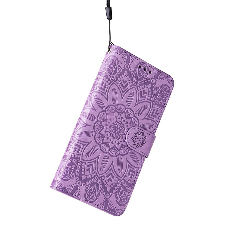 For Honor X40 5G / X9a 5G / Magic5 Lite 5G Leather Phone Case Sunflower Imprinted Stand Wallet Cover with Hand Strap - Purple