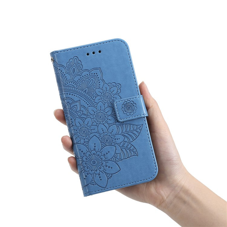 For Honor X40 5G / X9a 5G / Magic5 Lite 5G Flip Stand Cover Flower Imprinting Leather Wallet Case - Blue
