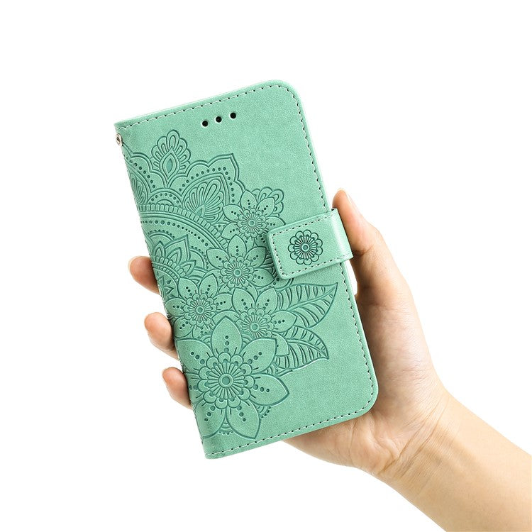 For Honor X40 5G / X9a 5G / Magic5 Lite 5G Flip Stand Cover Flower Imprinting Leather Wallet Case - Green