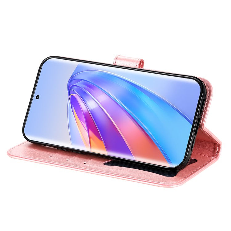For Honor X40 5G / X9a 5G / Magic5 Lite 5G Flip Stand Cover Flower Imprinting Leather Wallet Case - Pink
