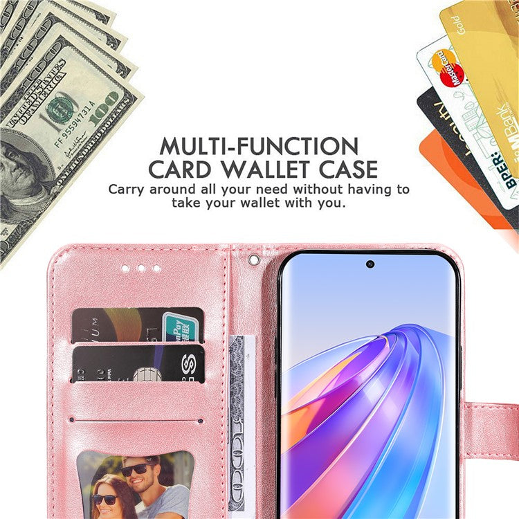 For Honor X40 5G / X9a 5G / Magic5 Lite 5G Flip Stand Cover Flower Imprinting Leather Wallet Case - Pink