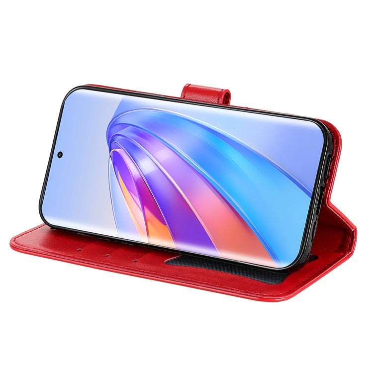 For Honor X40 5G / X9a 5G / Magic5 Lite 5G Flip Stand Cover Flower Imprinting Leather Wallet Case - Red