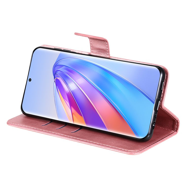 For Honor X40 5G / X9a 5G / Magic5 Lite 5G Calf Texture Zipper Pocket Phone Case PU Leather Wallet Stand Anti-drop Cover - Pink