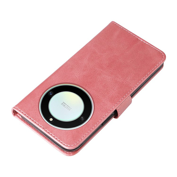 For Honor X40 5G / X9a 5G / Magic5 Lite 5G Calf Texture Zipper Pocket Phone Case PU Leather Wallet Stand Anti-drop Cover - Pink