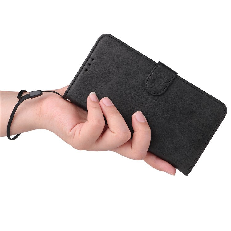 For Honor X40 5G / X9a 5G / Magic5 Lite 5G PU Leather Phone Case Stand Wallet Calf Texture Smartphone Cover - Black