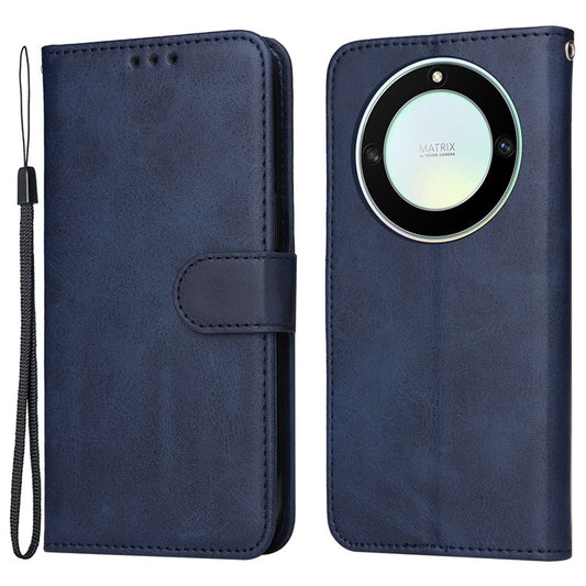 For Honor X40 5G / X9a 5G / Magic5 Lite 5G PU Leather Phone Case Stand Wallet Calf Texture Smartphone Cover - Blue