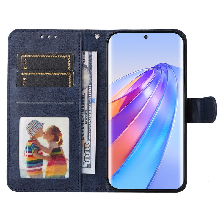 For Honor X40 5G / X9a 5G / Magic5 Lite 5G PU Leather Phone Case Stand Wallet Calf Texture Smartphone Cover - Blue