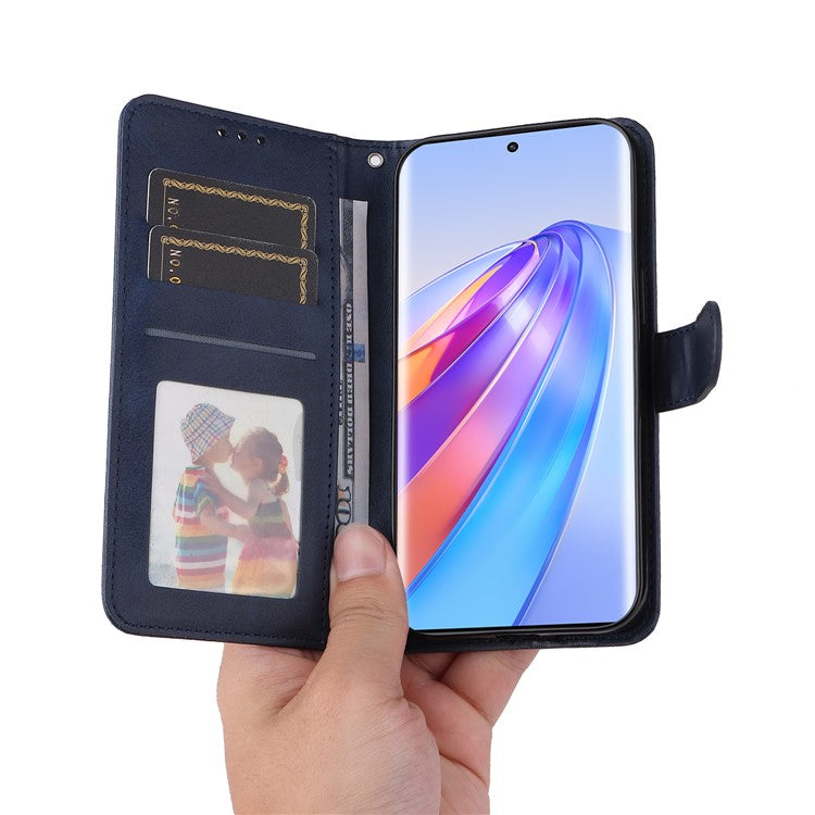 For Honor X40 5G / X9a 5G / Magic5 Lite 5G PU Leather Phone Case Stand Wallet Calf Texture Smartphone Cover - Blue