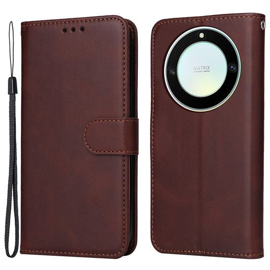 For Honor X40 5G / X9a 5G / Magic5 Lite 5G PU Leather Phone Case Stand Wallet Calf Texture Smartphone Cover - Brown