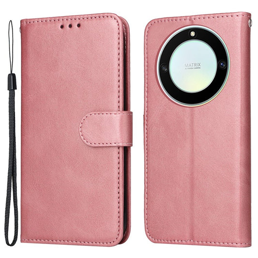 For Honor X40 5G / X9a 5G / Magic5 Lite 5G PU Leather Phone Case Stand Wallet Calf Texture Smartphone Cover - Rose Gold