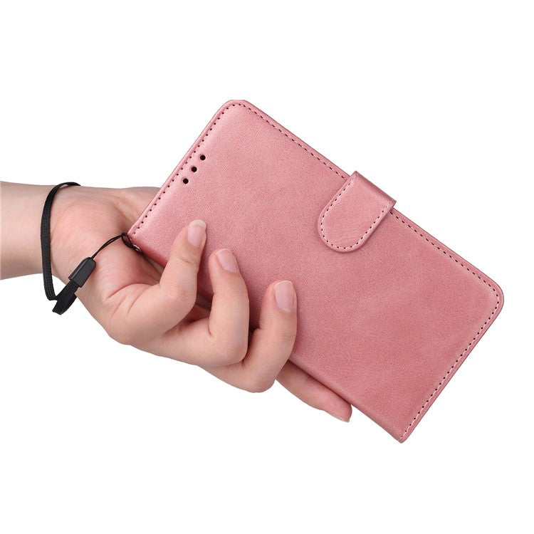 For Honor X40 5G / X9a 5G / Magic5 Lite 5G PU Leather Phone Case Stand Wallet Calf Texture Smartphone Cover - Rose Gold