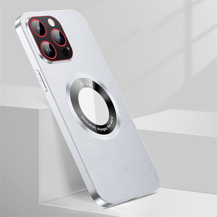 RH05 Magnetic Phone Shell for iPhone 14 Pro Case Soft TPU PC PU Leather Coated Phone Cover - Silver
