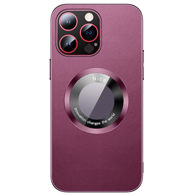 RH05 Magnetic Phone Shell for iPhone 14 Pro Case Soft TPU PC PU Leather Coated Phone Cover - Silver