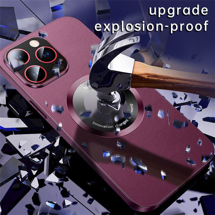 RH05 Magnetic Phone Shell for iPhone 14 Pro Case Soft TPU PC PU Leather Coated Phone Cover - Silver