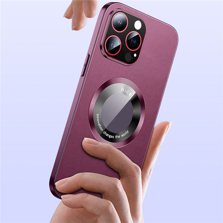RH05 Magnetic Phone Shell for iPhone 14 Pro Case Soft TPU PC PU Leather Coated Phone Cover - Silver