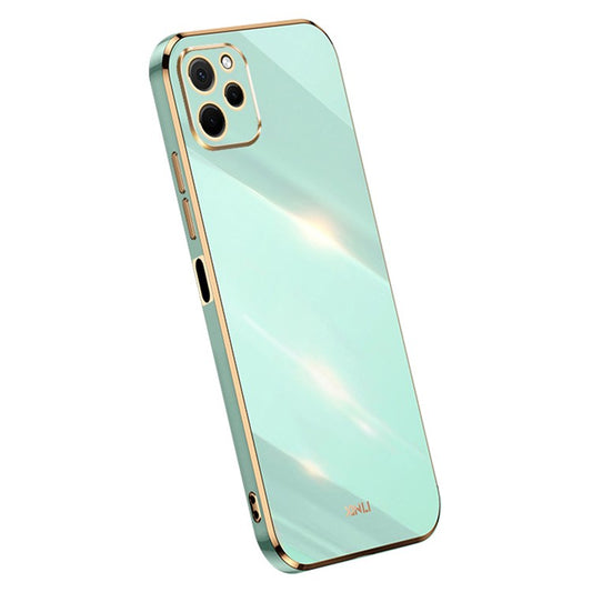 XINLI For Huawei nova Y61 4G Electroplating Frame Phone Case TPU Cover with Camera Lens Protection - Cyan