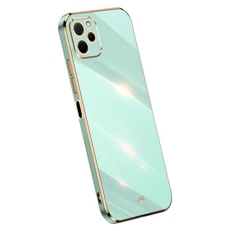 XINLI For Huawei nova Y61 4G Electroplating Frame Phone Case TPU Cover with Camera Lens Protection - Cyan