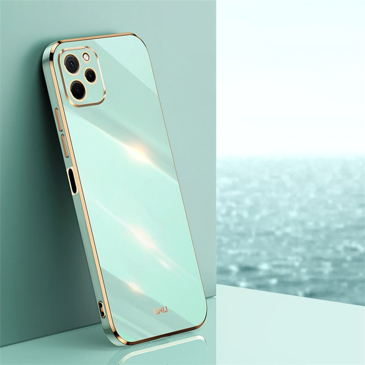 XINLI For Huawei nova Y61 4G Electroplating Frame Phone Case TPU Cover with Camera Lens Protection - Cyan