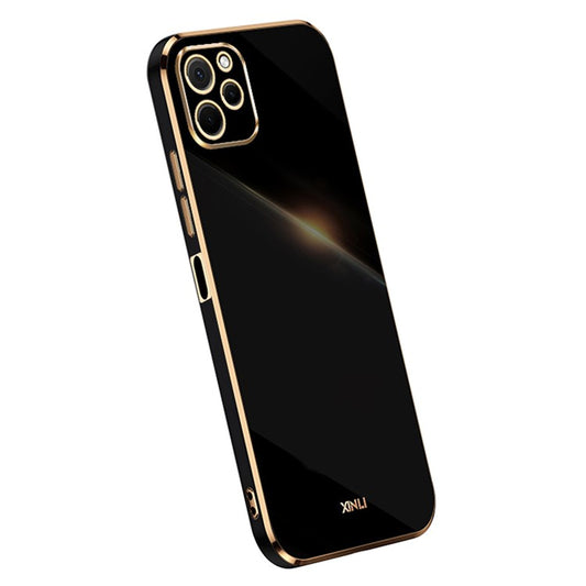 XINLI For Huawei nova Y61 4G Electroplating Frame Phone Case TPU Cover with Camera Lens Protection - Black