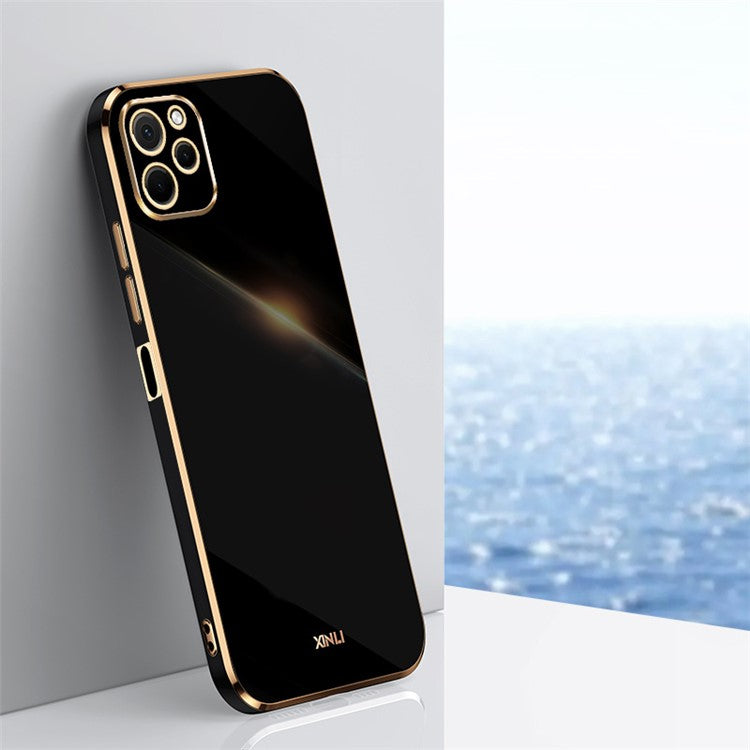 XINLI For Huawei nova Y61 4G Electroplating Frame Phone Case TPU Cover with Camera Lens Protection - Black