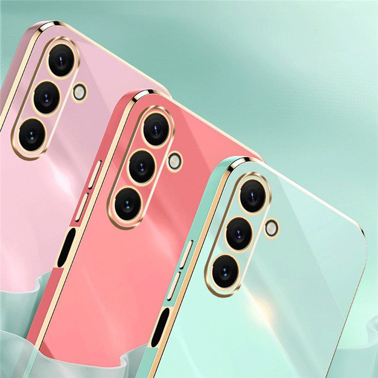 XINLI For Samsung Galaxy A24 4G (162.1 x 77.6 x 8.3mm) Electroplating Phone Case Ring Kickstand Cell Phone TPU Cover - Purple