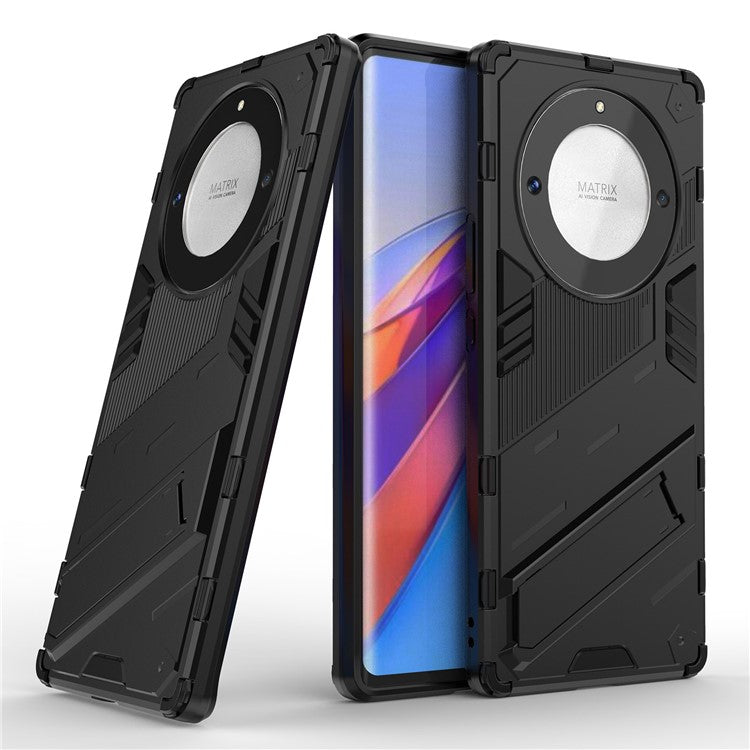 Cell Phone Case for Honor Magic5 Lite 5G / X9a 5G / X40 5G , Kickstand TPU+PC Protective Cell Phone Cover - Black