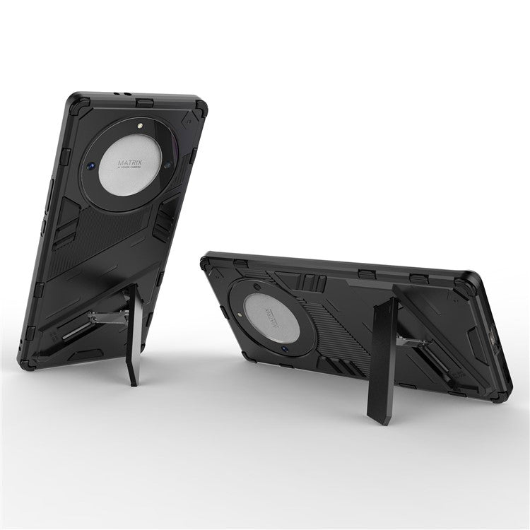 Cell Phone Case for Honor Magic5 Lite 5G / X9a 5G / X40 5G , Kickstand TPU+PC Protective Cell Phone Cover - Black